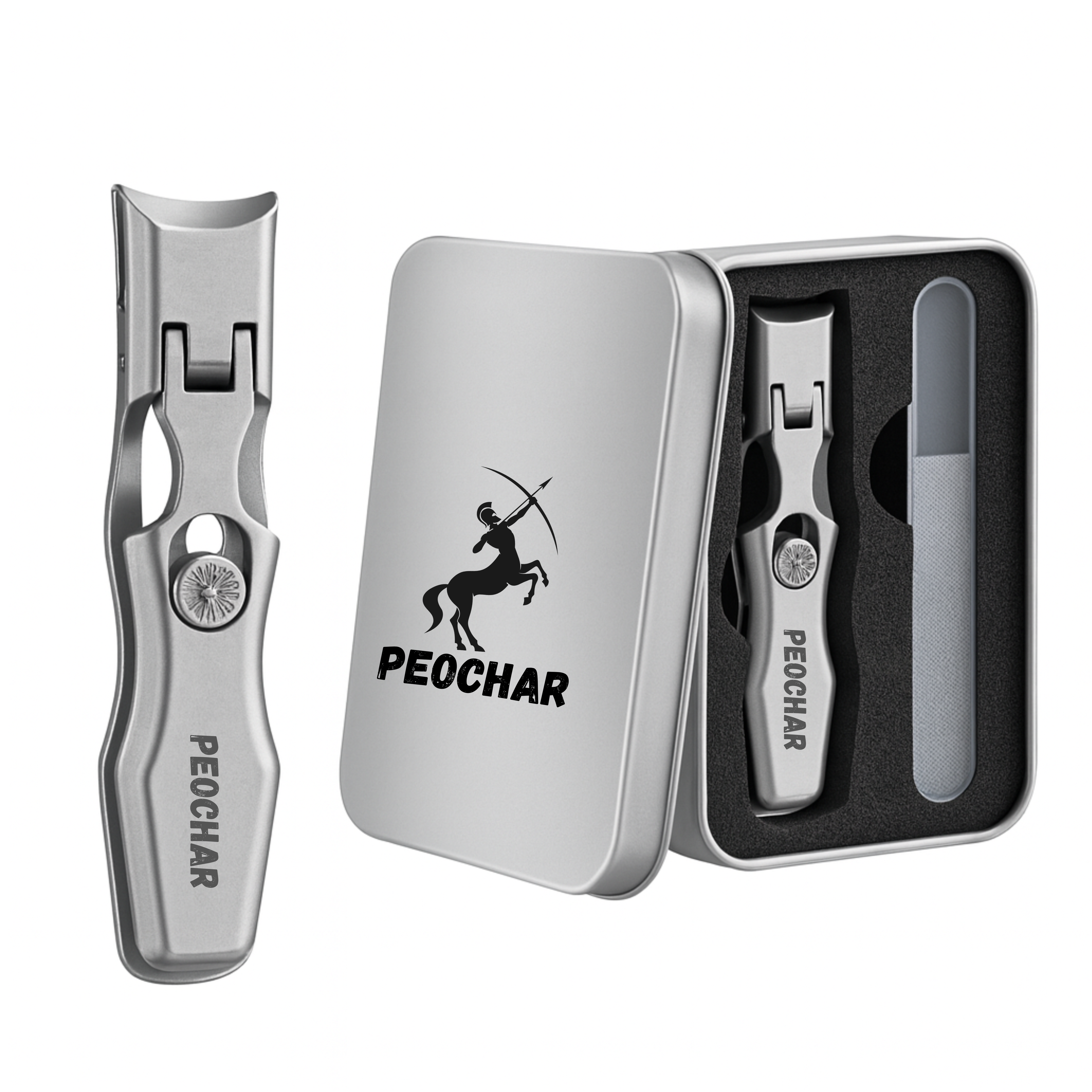 PEOCHAR® Wide Jaw Stainless Steel Nail Clippers – Anti-Splash, Sharp & Durable Precision Cutter