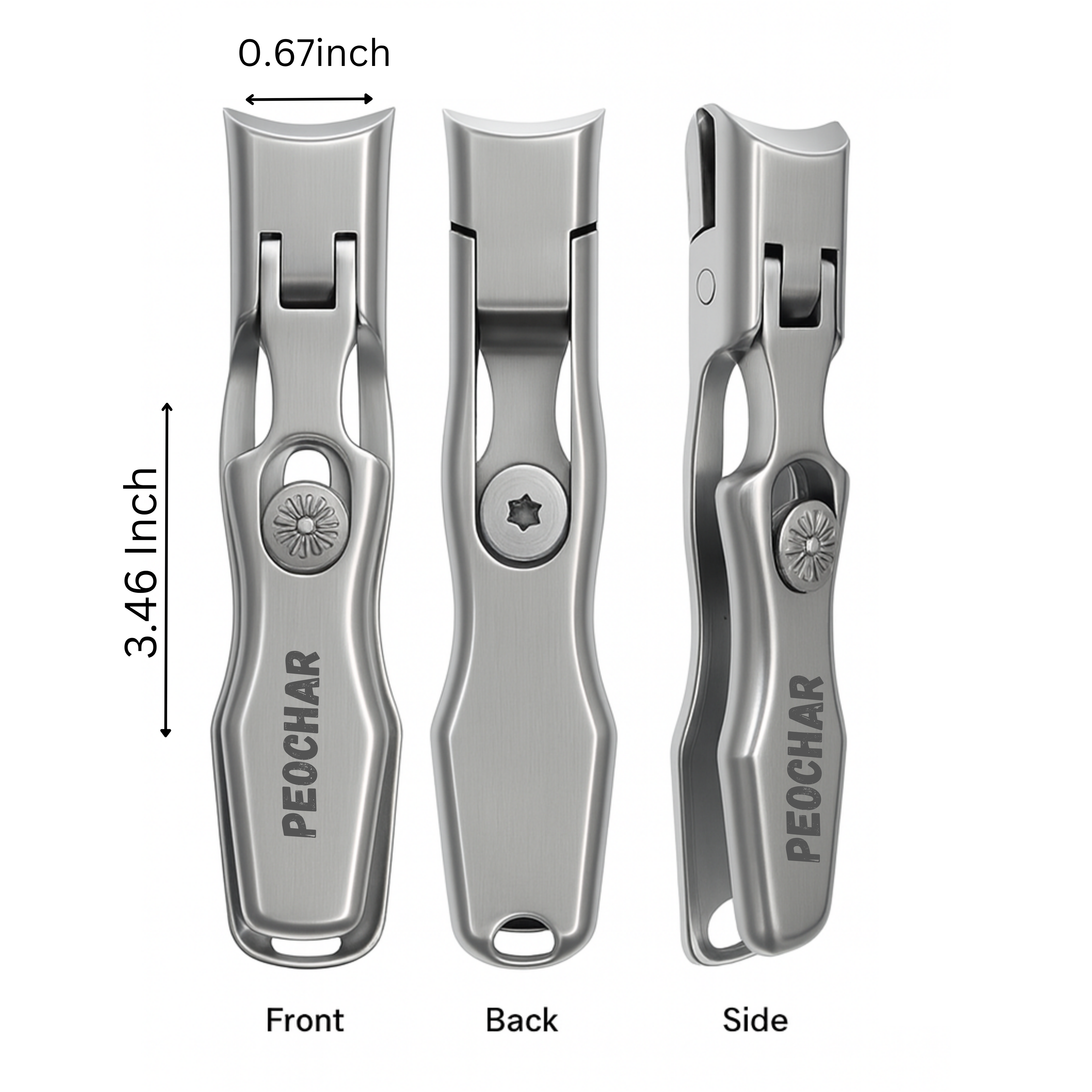 PEOCHAR® Wide Jaw Stainless Steel Nail Clippers – Anti-Splash, Sharp & Durable Precision Cutter
